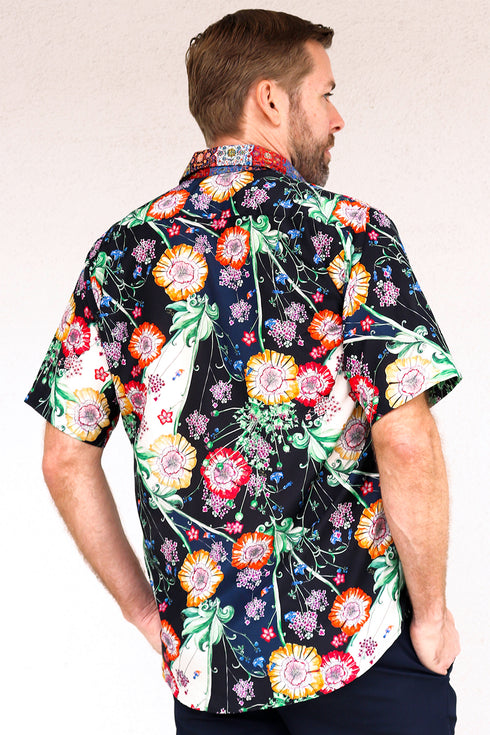 Camicia con colletto a maniche corte Sam "Opium Floral".